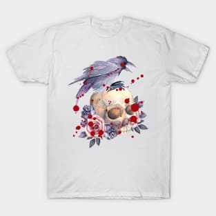 Crow skull roses T-Shirt